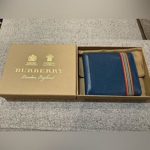 Burberry bifold wallet in blue.